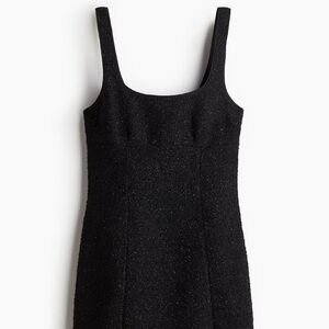 HM Women’s Large Black Glittery Flared Skirt Dress - Tweed like Fabric - Holiday